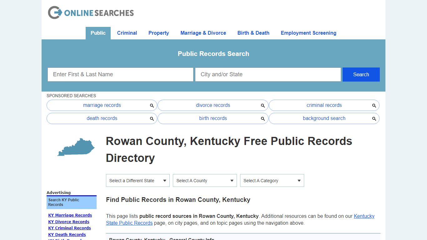 Rowan County, Kentucky Public Records Directory