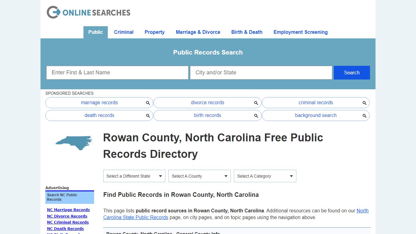 Rowan County, North Carolina Public Records Directory